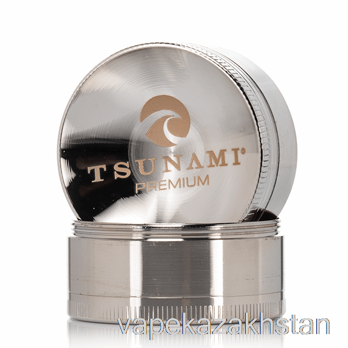 Vape Disposable Tsunami 1.9inch 4-Piece Sunken Top Grinder Silver (50mm)